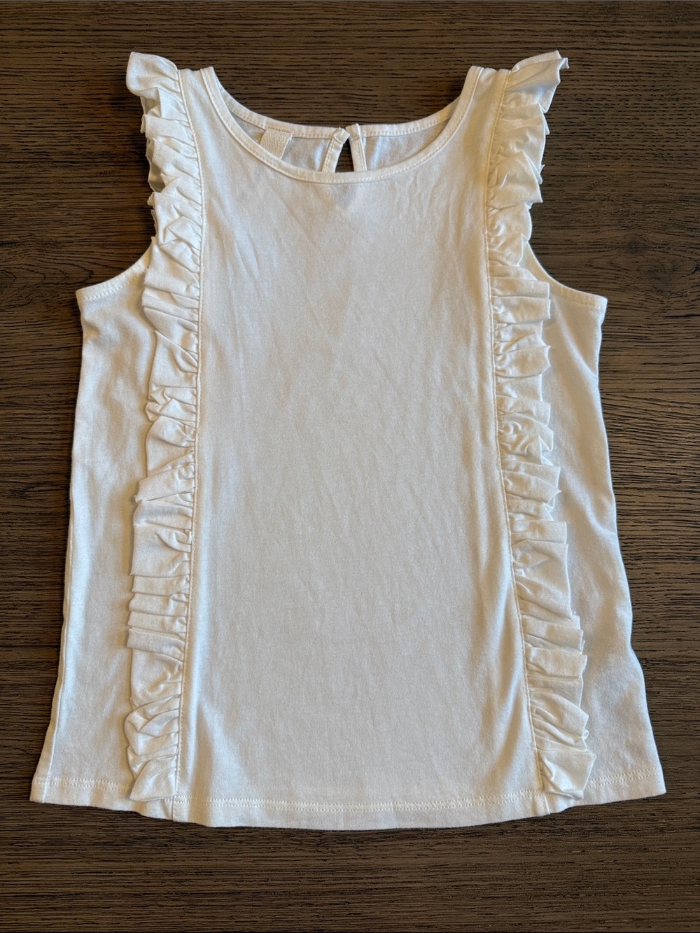Girls' White Ruffle-Trim Tank Top